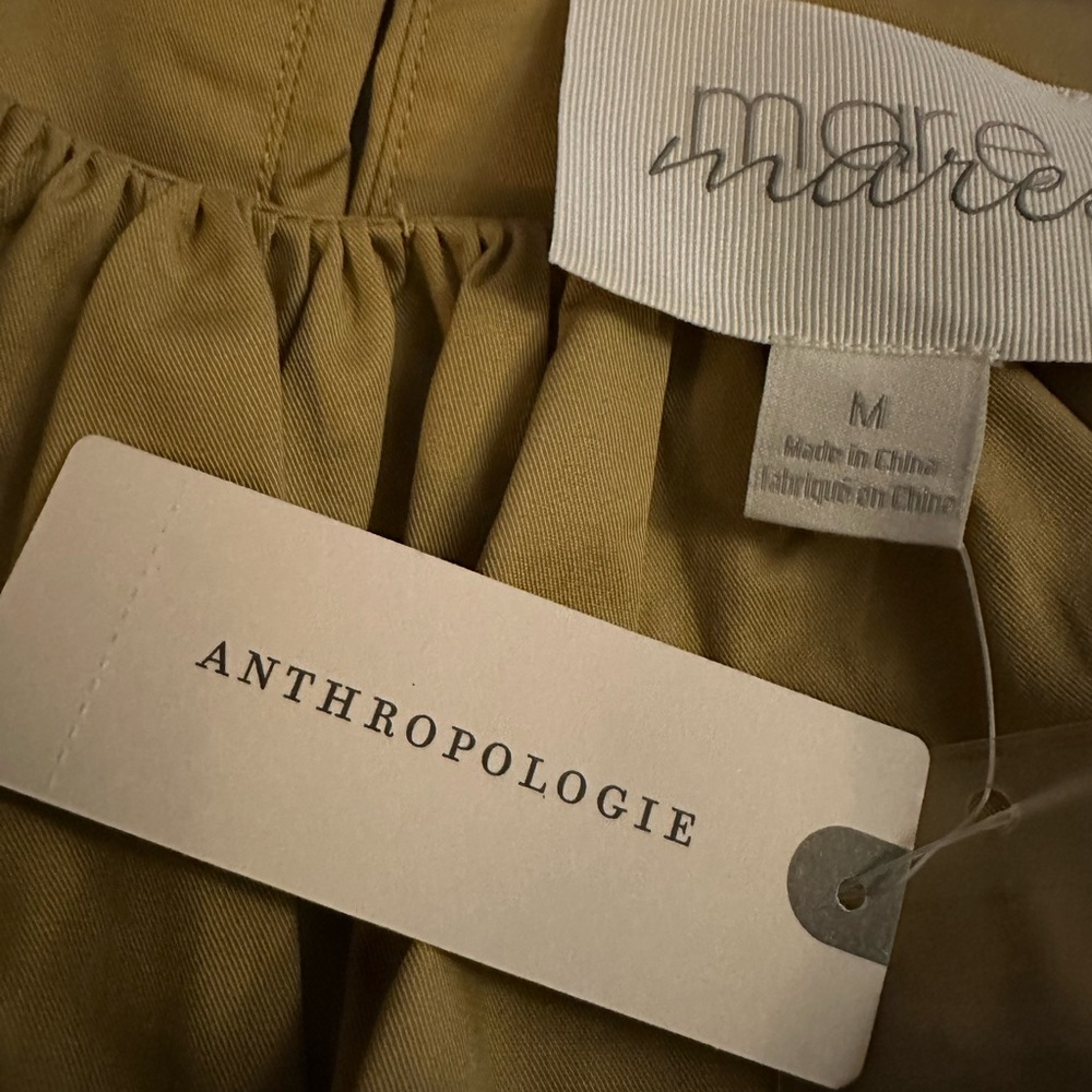 NWT Elevated Anthropologie Mustard-TanTop Balloon Sleeve M - Picture 2 of 3